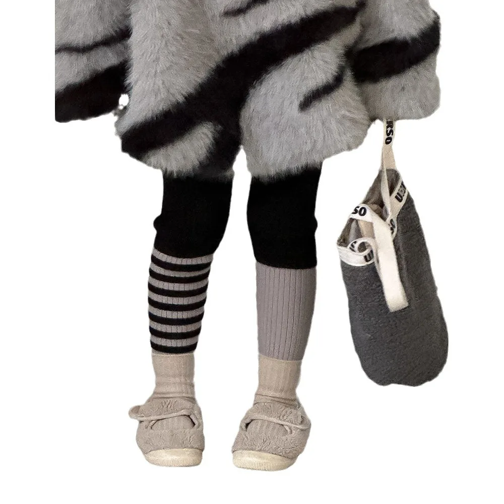Children Clothes Knitted Wool Pants 2024 Casual New Korean Style Striped Slim Fashionable Simple Kids Warm Pants Leggings image 5