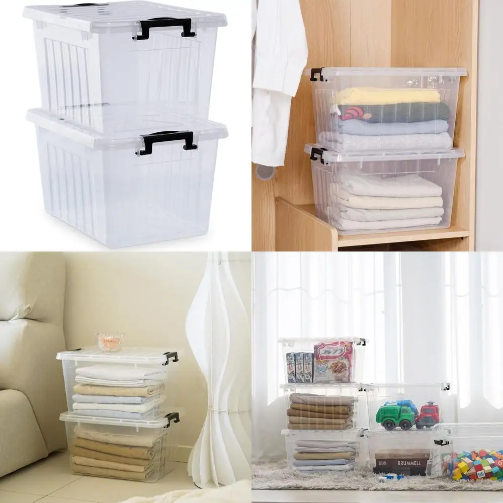 

Набор из 22 прозрачных пластиковых контейнеров с крышками, штабелируемых и вкладываемых друг в друг, для организации дома, гаража и кухни