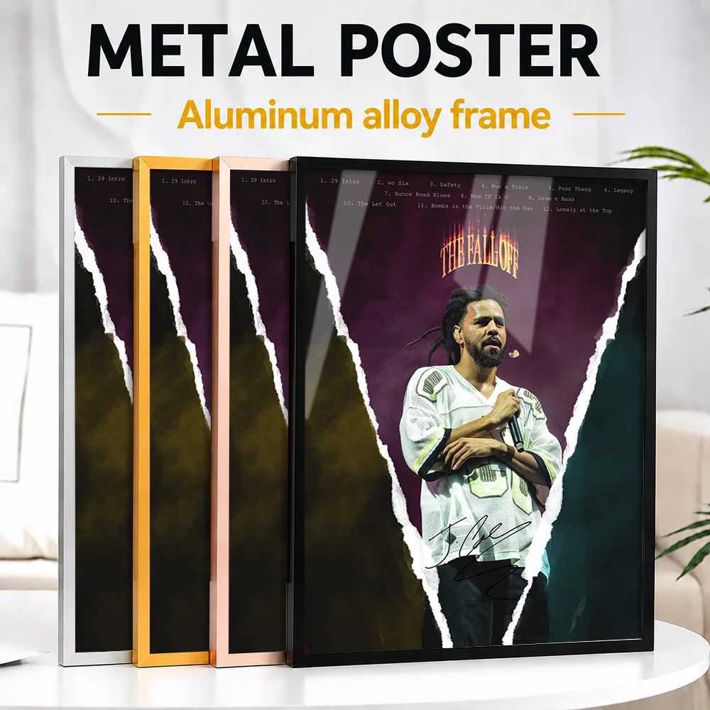 J. Cole The Fall Off Album Metal Poster With Aluminum Alloy Frame Personalized Hip Hop Tribute Wall Art Ideal For Music Room