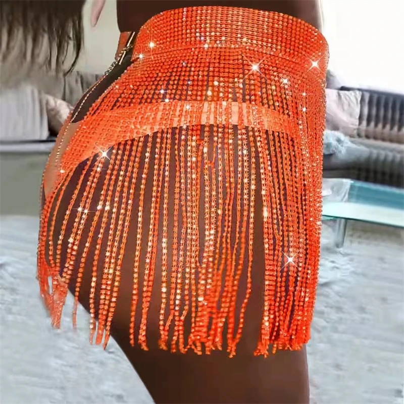 Frauen Rock Quaste Sexy Bauchtanz Kostüme Diamant Gürtel Mode Kunst Nachtclub Bar Leistung Funkelnden Bauchtanz Kostüm – Detail 7