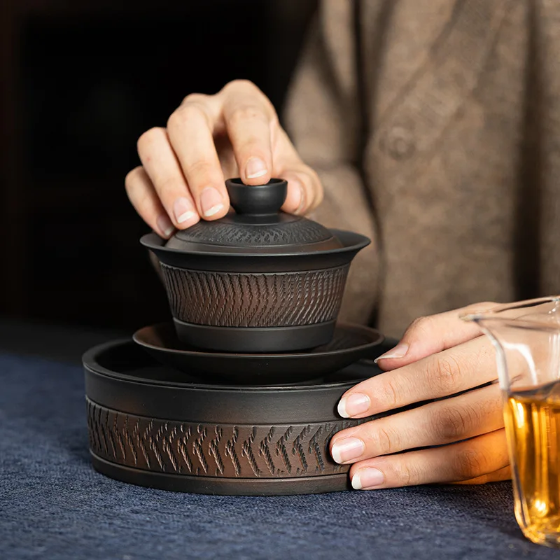 Gaiwan Chawan Tea Cup Puer Bowl Set Soup Tureen Chinese Kung Fu Mugs Porcelain Ceramic Tableware Ceremony Embryo White Akadama