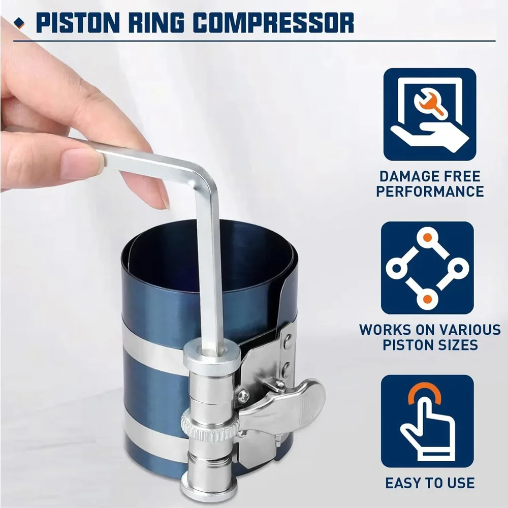 Piston Ring Installer Piston Ring Compressor Piston Ring Pliers Adjustable Safety Screw Car Engine Vehicle Maintenance Clamp