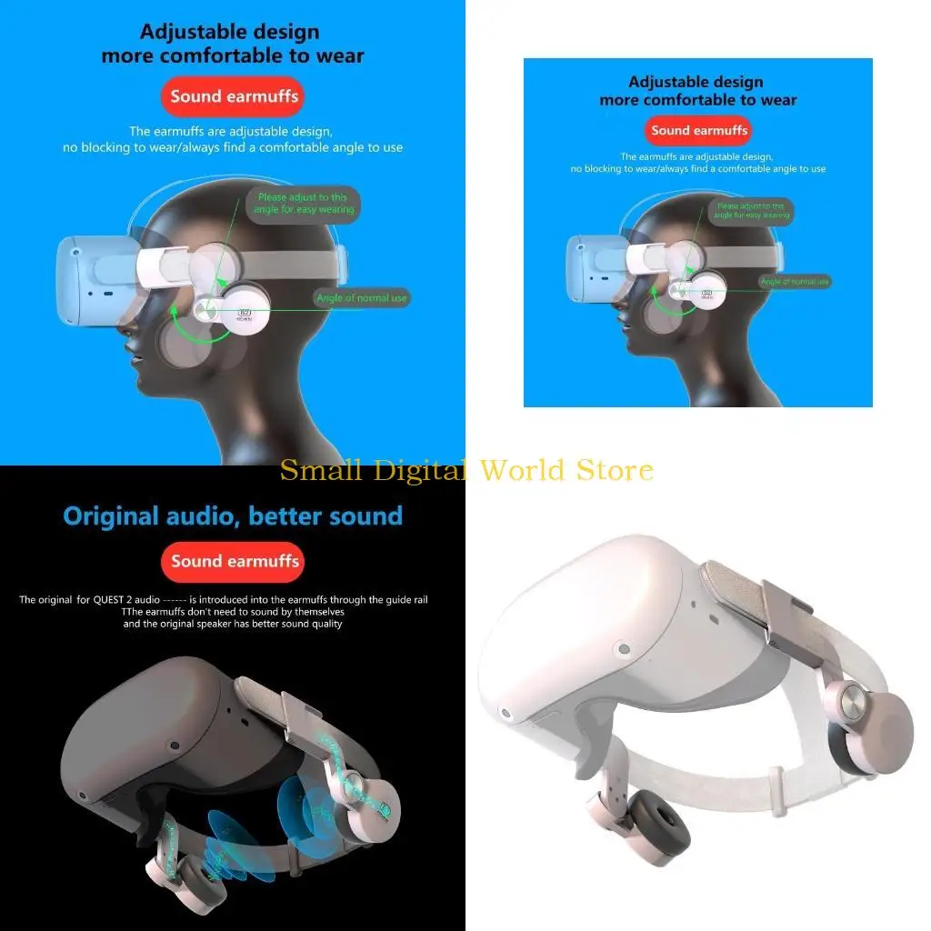 77UB 1 Pair B2 Earmuffs for Quest 2 Headset Enhanced Sound Noise Reduction for Head Strap Replacement Accessories