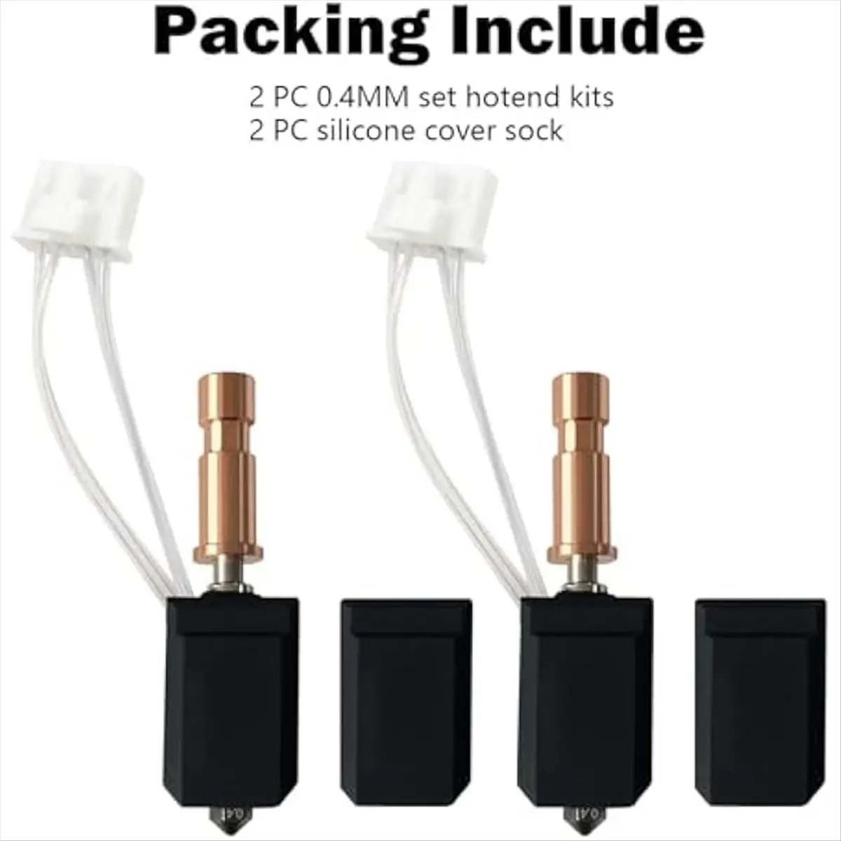 2x0.4MM Ceramic Hotend for S1 Combo Hot End Kit Print Head Block Hardened Steel Nozzle with Extra 2 Silicone Case