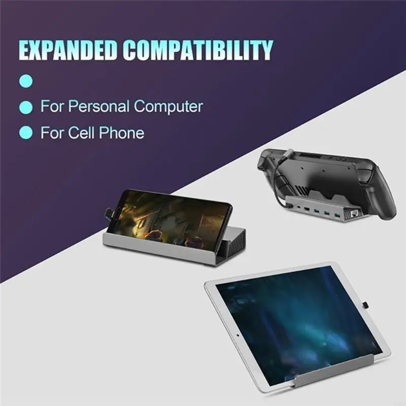 Superior Dock Docking Station Networking Adapter Steamdeck TYPE C To PD100W (Charging)+USB3.0X3 +Hdmi4k60hz+1000Mbps 85DD