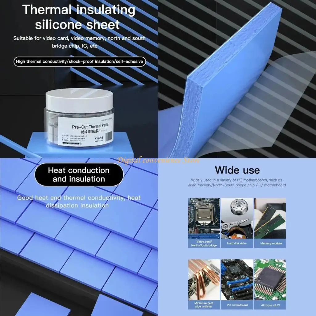 

97QA 100шт силиконовая теплоотводящая подушка для охлаждения процессора многоразовая теплоизоляция