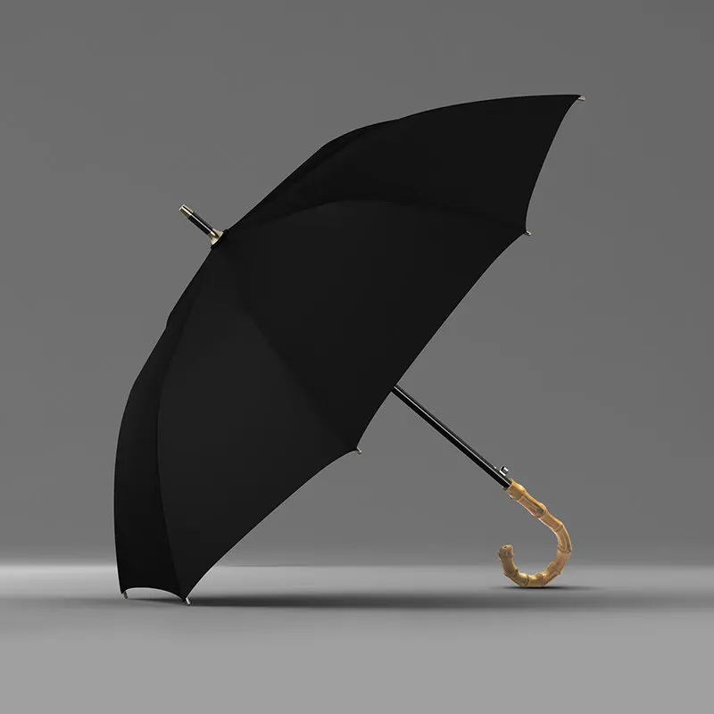

Деловой двойной зонт с автоматическим открыванием, ветрозащитный, винтажный, бамбуковый, очень большой, с длинной ручкой для мужчин, сверхпрочный, защита от ливня