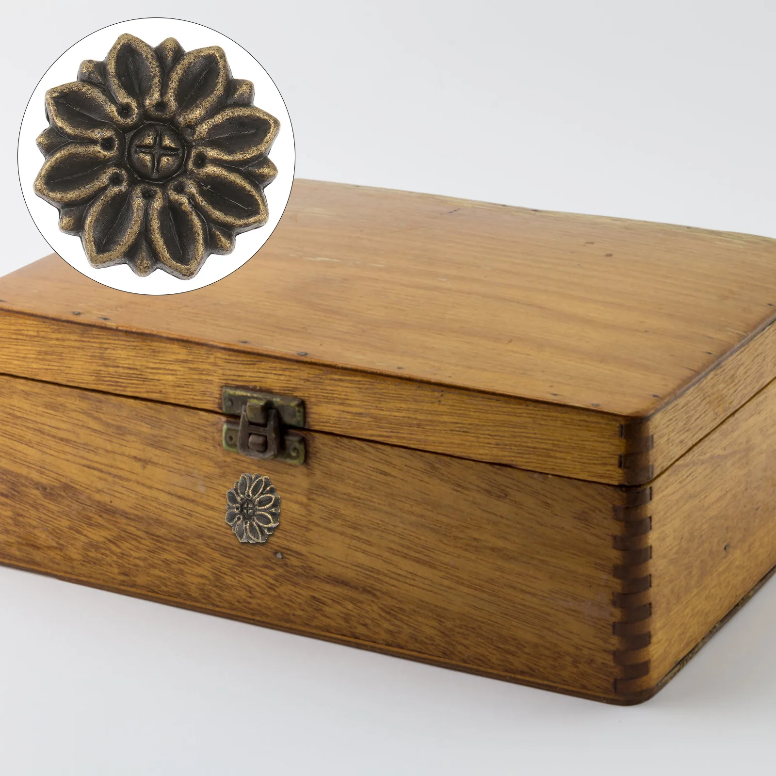 

20Pcs Vintage Zinc Alloy Wooden Box Decor Carved Plum Blossom Pattern Easy Apply Detachable Home Furniture Adornment