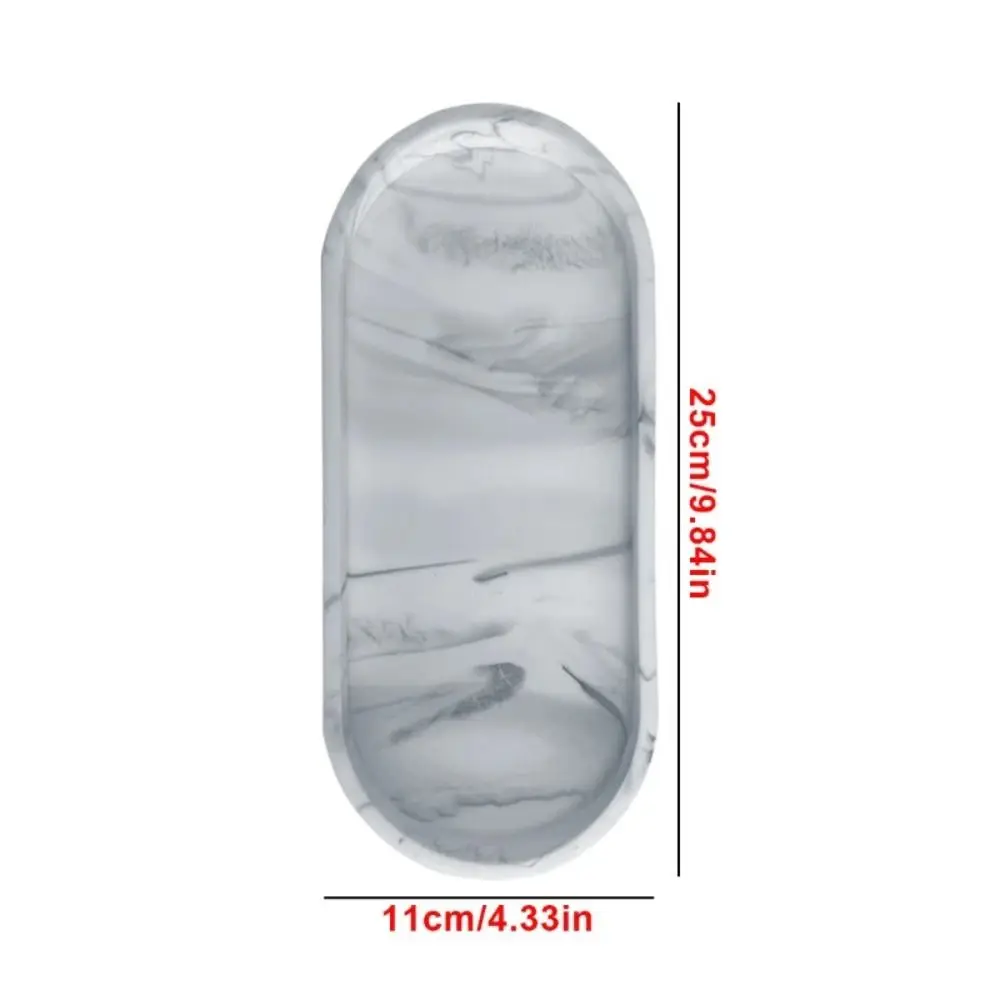 New Silicone Bathroom Vanity Tray Oval Marble Kitchen Countertop Storage Tray Non Slip Decorative Tray Toilet Tank Tray