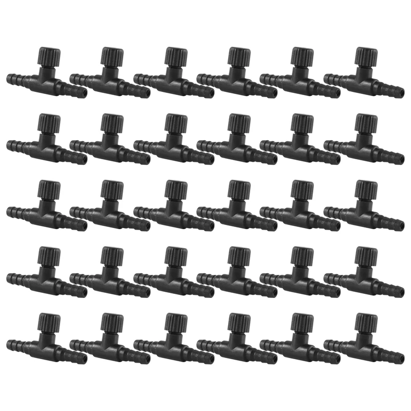 30 Pieces 2-Port Fish Tank Valve Plastic Air Pump Control Valve Aquarium T-Shaped Control Valve