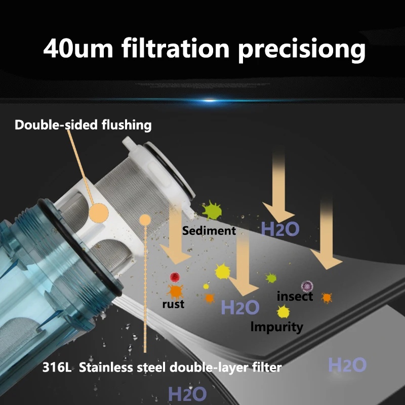 Purificador de prefiltro de OSWNKW-02 para toda la casa, sistema de prefiltro Central de agua de sedimento giratorio hacia abajo, malla de acero inoxidable con lavado a contracorriente
