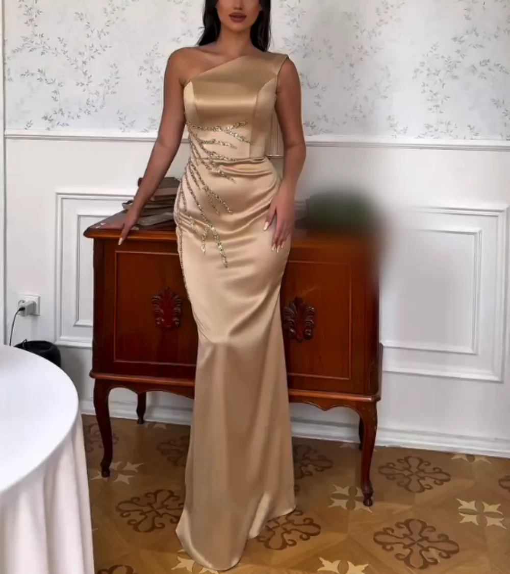 

Индивидуальные Charmeuse с блестками на одно плечо, темпераментные длинные платья русалки на заказ, женские вечерние элегантные платья для свадьбы