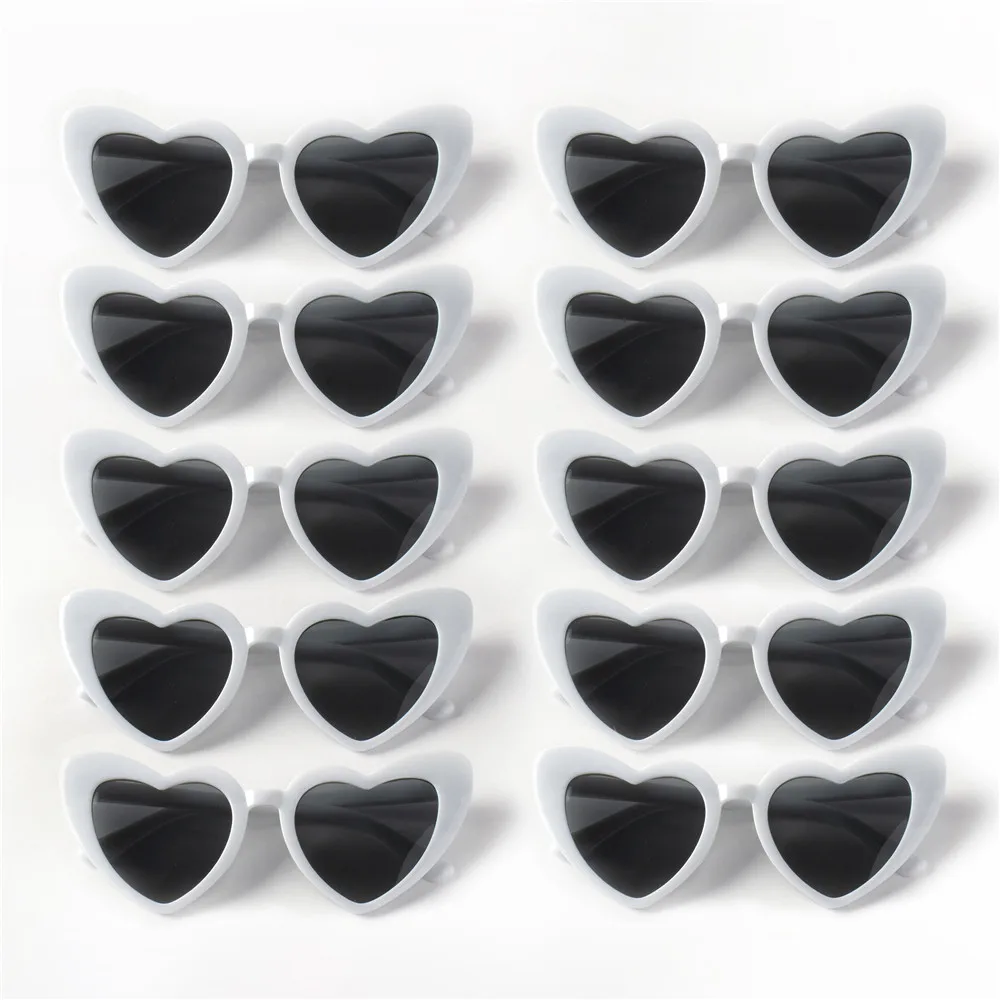 10 STKS Cat Eye Bril Hartvormig Plastic Frame Polycarbonaat Decoratief Vintage Inbegrepen voor Feest Bruiloft Muziekfestival