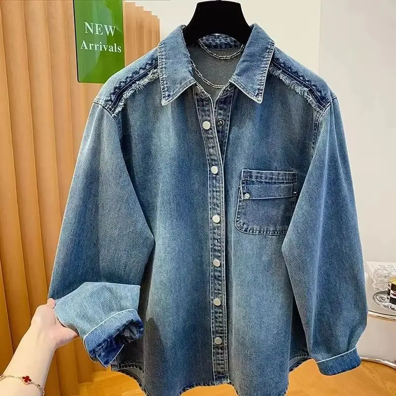 

Women's Cowboy Shirt 2025 Spring Summer Fashion High Quality Comfortable Ladies Tops Versatile Design Sense Lady Denim Blouse