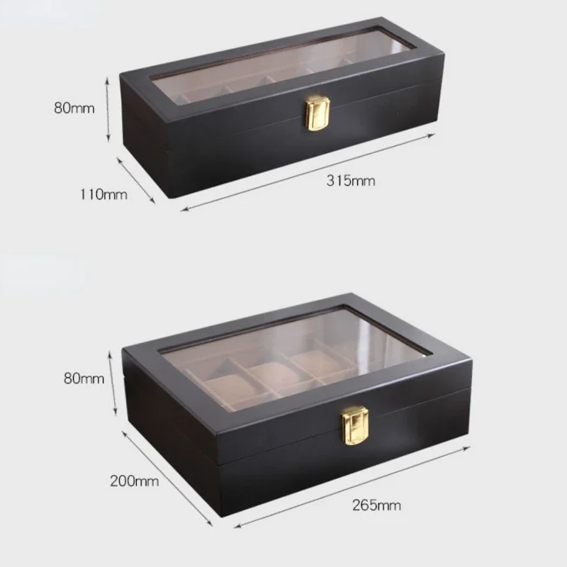 Handmade Wood Watch Display Case, Porta Jóias, Organizador De Armazenamento para Segurar Relógio, 6 Grades, 10 Grades, 12 Grades
