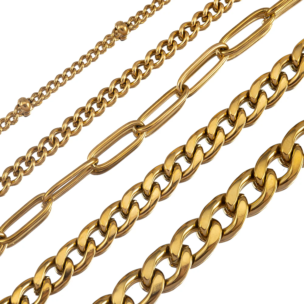 Trend Stainless Steel 45cm Basic Link Chian Bracelet Necklace Women Men Anchor Clasp Beads Chain Sailor Wheel for Jewelry Making
