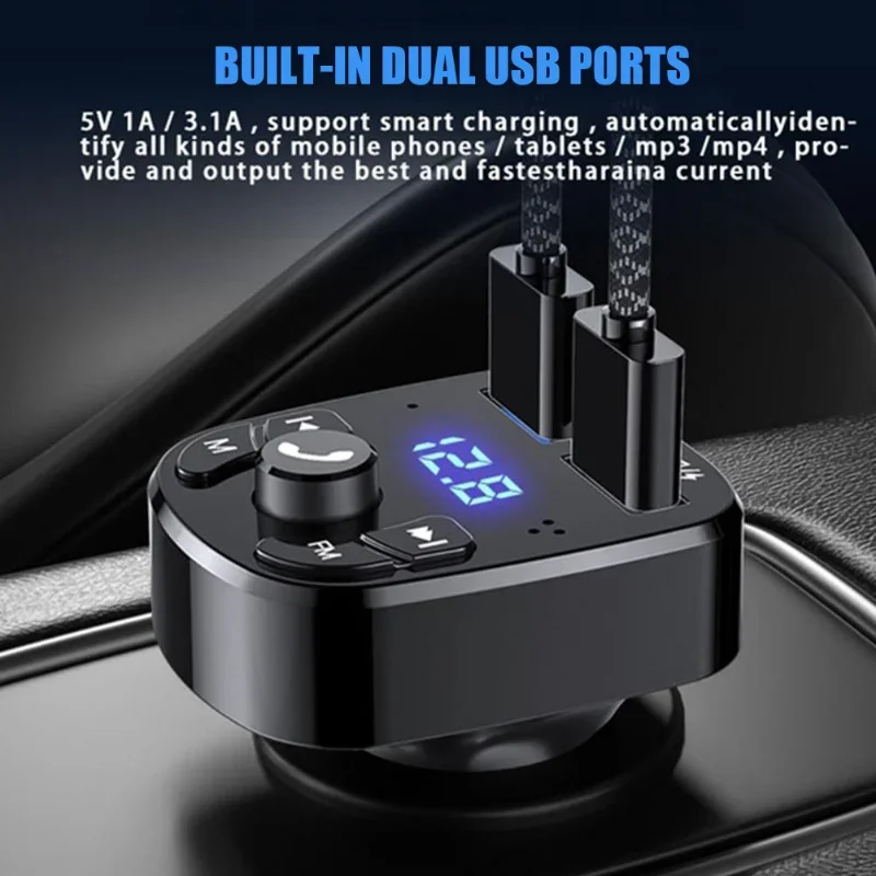 12-24V Car Bluetooth FM Transmitter 87.5-108 mhz Audio Car Mp3 Player 5V Output USB Auto Car Fast Charge Electronic Accessories