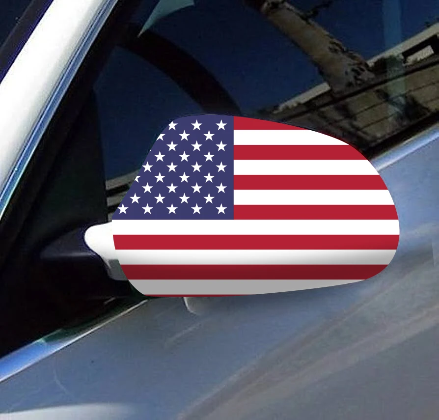 Directly Delivery 2 Pcs Free Size Four-way stretch fabric America USA Flags Car Mirror Cover