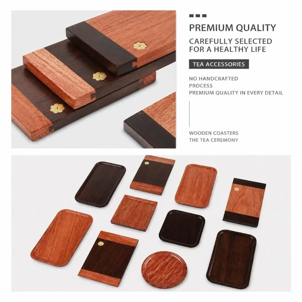 Handcrafted Wood Tea Coaster Non Slip Smooth Surface Cup Holder Heat Resistant Tea Pad Tea Table Use
