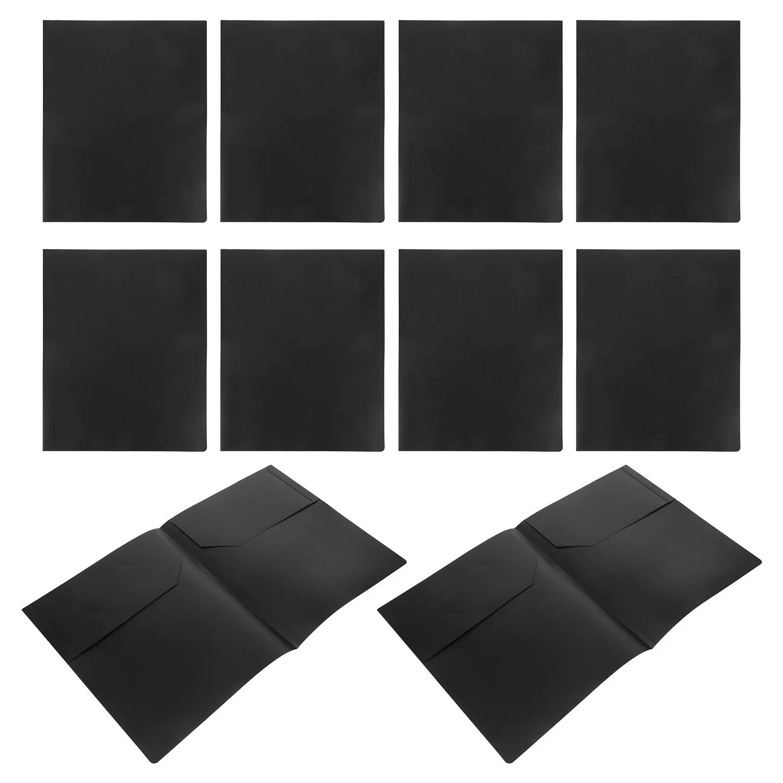 

10pcs File Folder Black Heavy Duty Pp 2 Pocket For A4 Paper Document Organization School Office Business Use Plastic Pocket