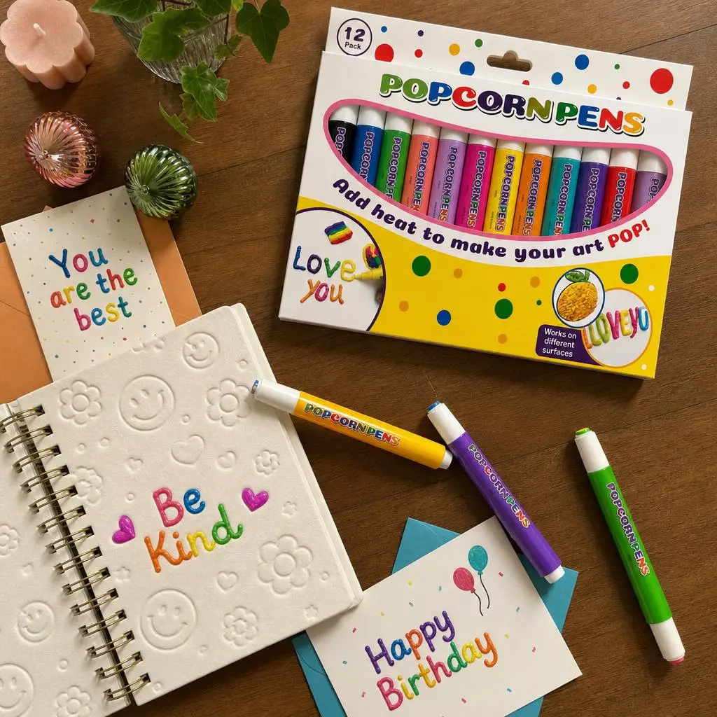 12 Color 3D Magic Heat Activated Pop Pens Creative Drawing Pens DIY Craft Stationery Doodle Journal Greeting Card Art Set view 6