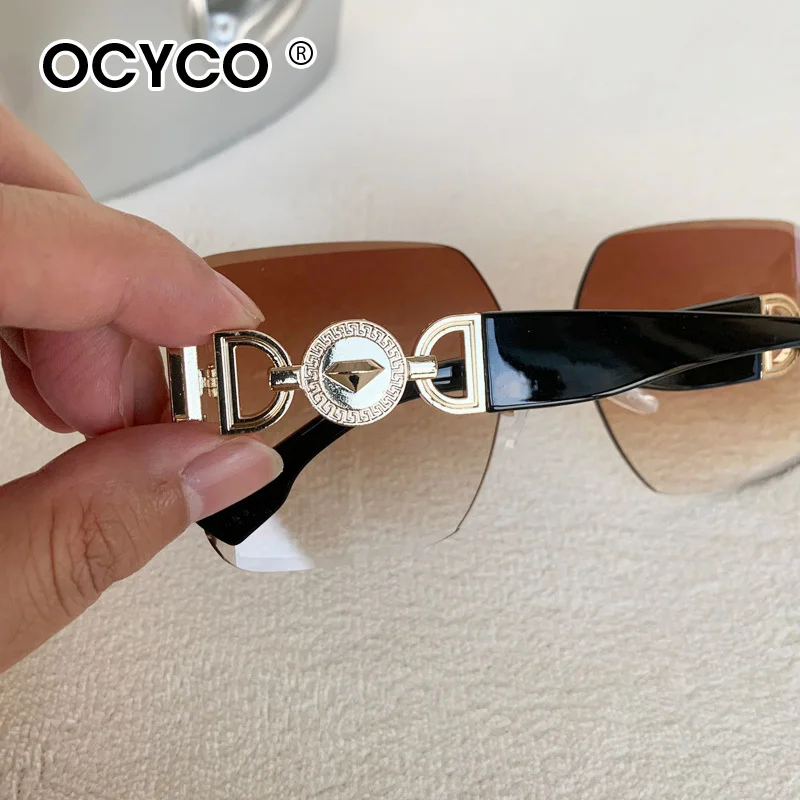 Steampunk Randlose quadratische Sonnenbrille Männer Frauen 2025, Luxusmarke Designer Metall Sonnenbrille Stilvolle gebogene Farbtöne Brillen UV400 – Detail 12
