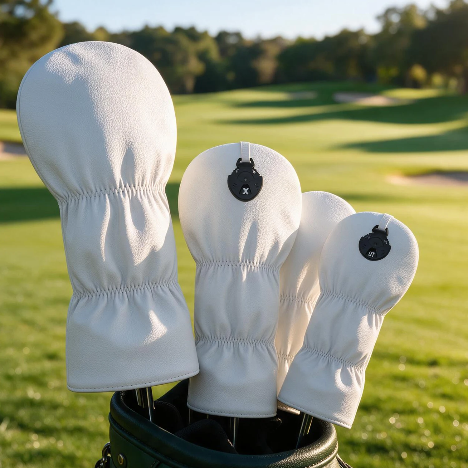1PC/4PCS White USA Eagle Flag Print Golf Wood Headcover, Club Head Protector, Fits Driver Fairway Hybrid, Great Gift
