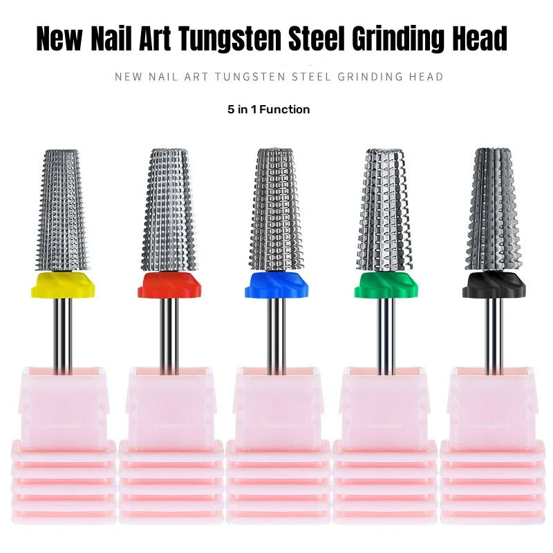 TFSCLOIN Conical Carbide Nail Drill Bit Rotary Burrs Reversed Chip Removal Bits Milling Cutter For Manicure Nails Accessories To