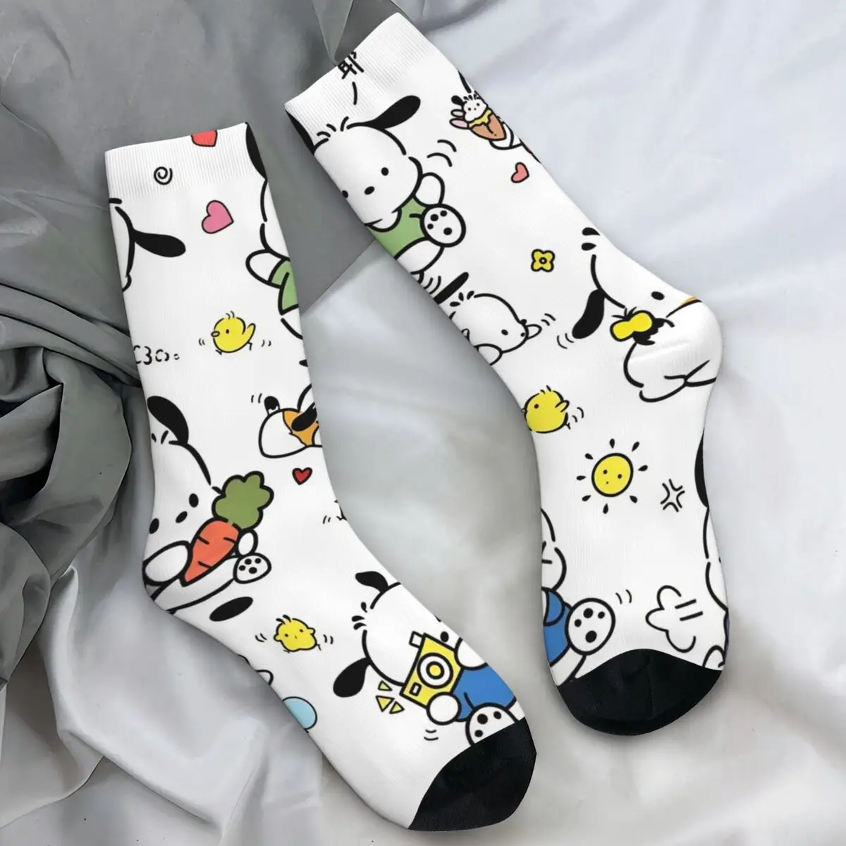 Pochacco الأبيض الكلب شخصية جوارب مخصصة جوارب بأشكال مضحكة الخريف عدم الانزلاق الجوارب الرجال تسلق الجوارب الناعمة الدافئة