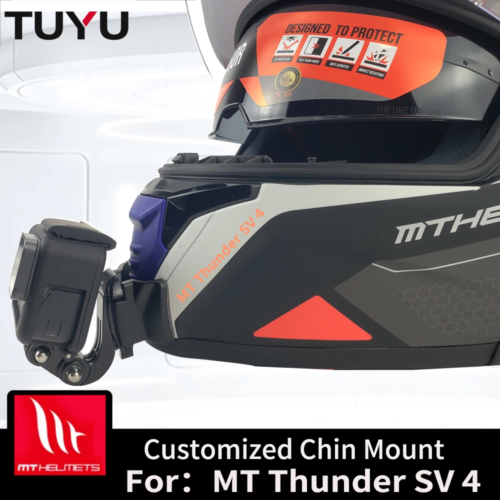 TUYU Camsteer Customized CNC Aluminium For Spanish MT Thunder 4 SV Helmet Chin Mount for GoPro Hero10 9 Insta360 DJI Accessories