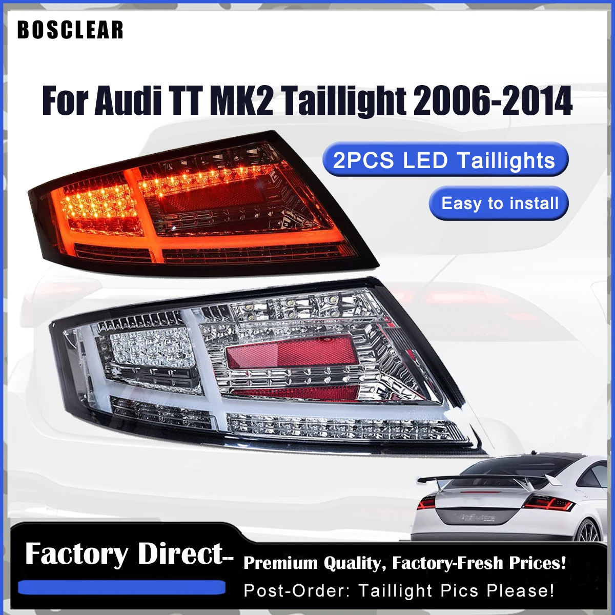 

LED Tail Lights For Audi TT 2006-2014 Rear Lamps Taillights Rear Fog Lights Dynamic Turn Signal Brake Light Car Light Assemblies