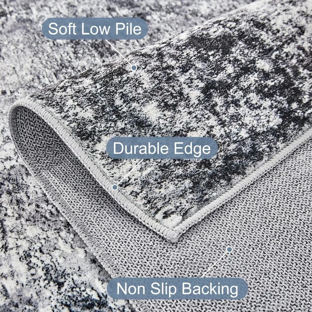 Area Rug Living Room Rugs - 8x10 Large Soft Indoor Neutral Modern Abstract Low Pile Washable Rug Carpet for Bedroom Dining Room