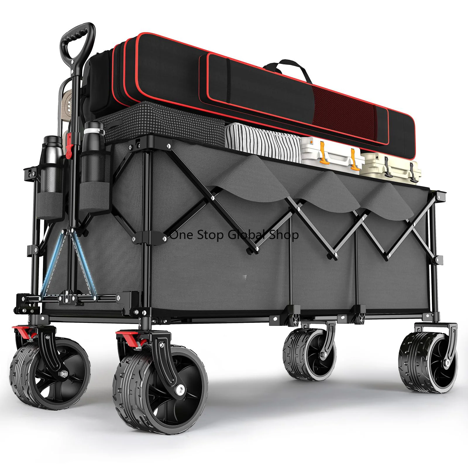 Factory Sale Collapsible Foldable Extended With 440lbs Weight Capacity, Heavy 300L Folding Utility Garden Cart