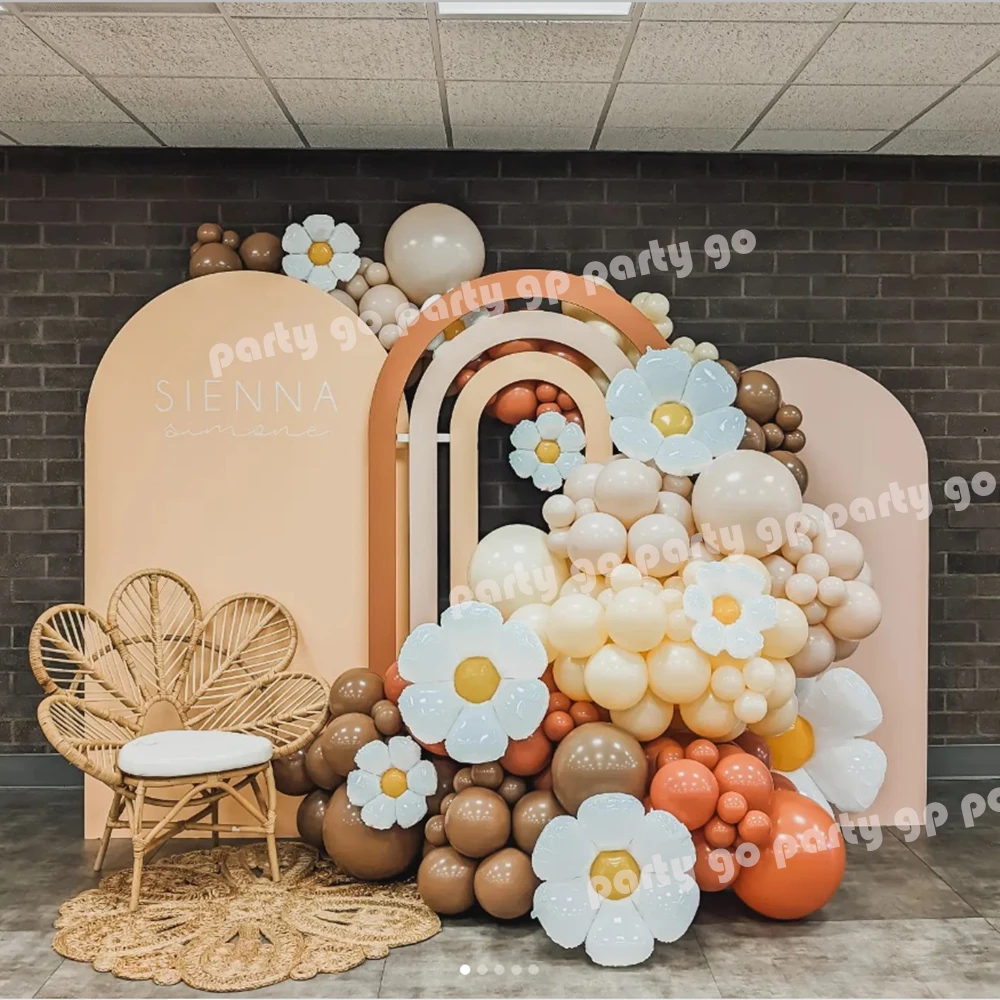 

116/88pcs Retro Coffee Apricot Orange Ballon Garland Kit Large Daisy Balloon for Wedding Birthday Party Baby Shower Decoration