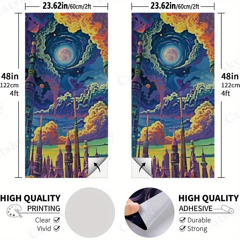 Surreal Future City   Sandbag Board Sticker.This sandbag board sticker is made from high-quality materials, offering excellent d