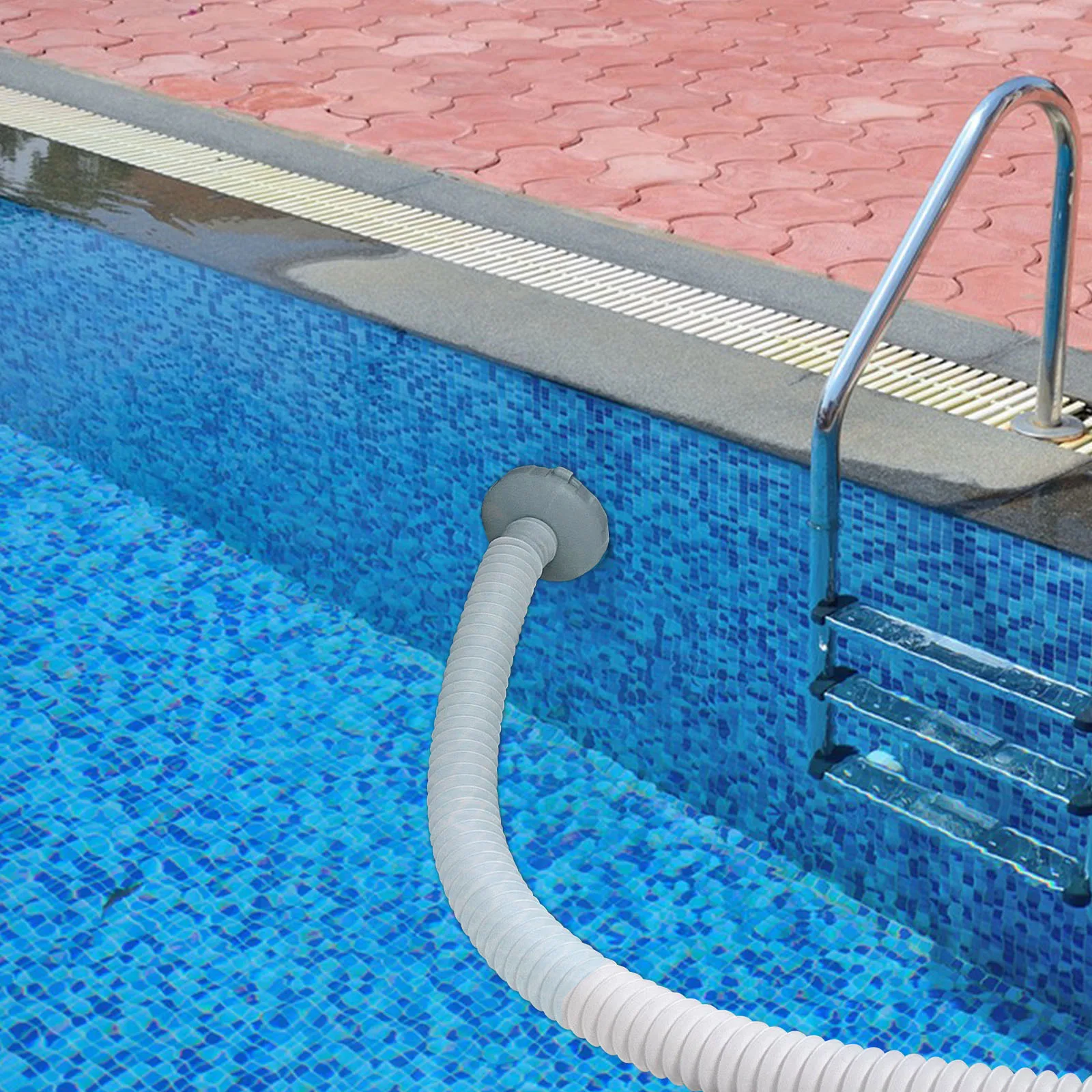Pool Vacuum Cleaner with Telescopic Pole and Rotating Brush Head Designed for Inflatable Pools Uses Existing Pump System
