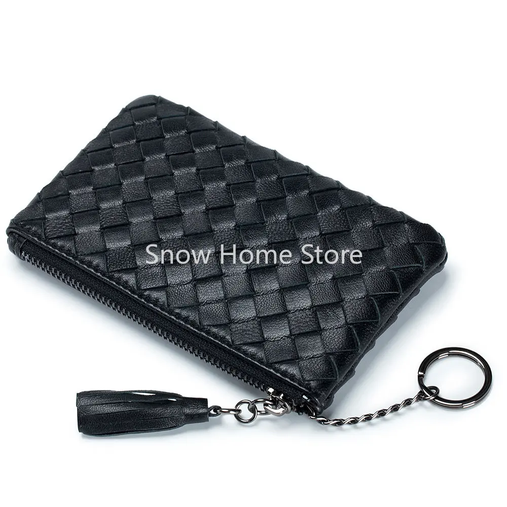 New Leather Short Coin Purse Women Sheepskin Braided Small Ultra-Thin Small Wallet Men\'s Wallet Storage Bag