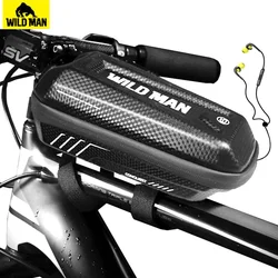 WILD MAN Hard Shell Bike Top Tube Bag Rainproof Front Frame Bicycle Bag Cycling Bag Accessories Capacity 1L