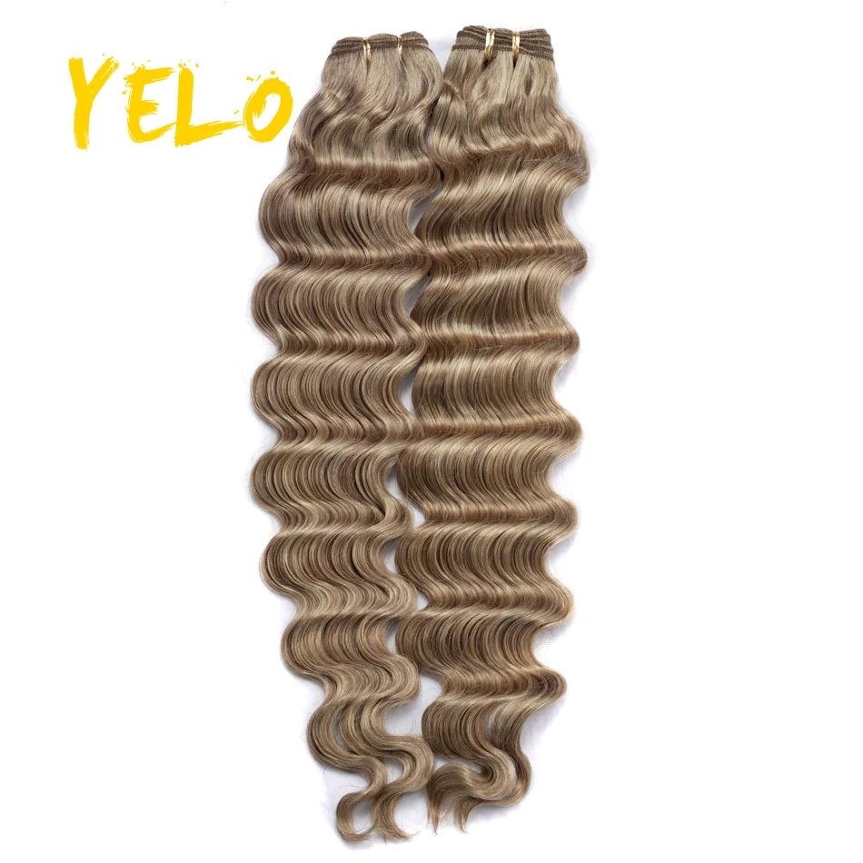 Hair Weft Bundles Brazilian Natural Human Hair Extensions Machine Weave Weft Deep Wave Balayage Nature Shades For Woman