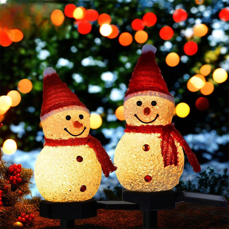 Snowman Christmas Light Solar Lamp Garden Stake Outdoor Waterproof Warm White LED for Yard Patio Lawn Pathway Xmas Holiday Decor