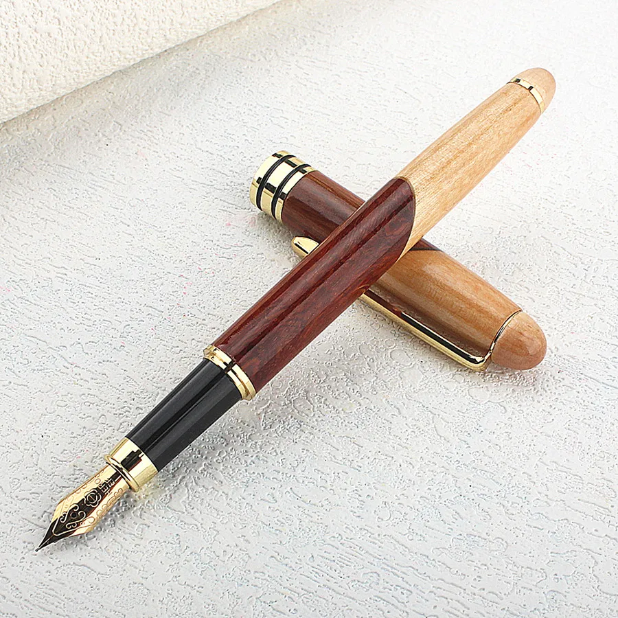 Luxury Quality Fashion Wood Fountain Pen Financial Office Student School Stationery Supplies Ink Pens PEN SET BAG