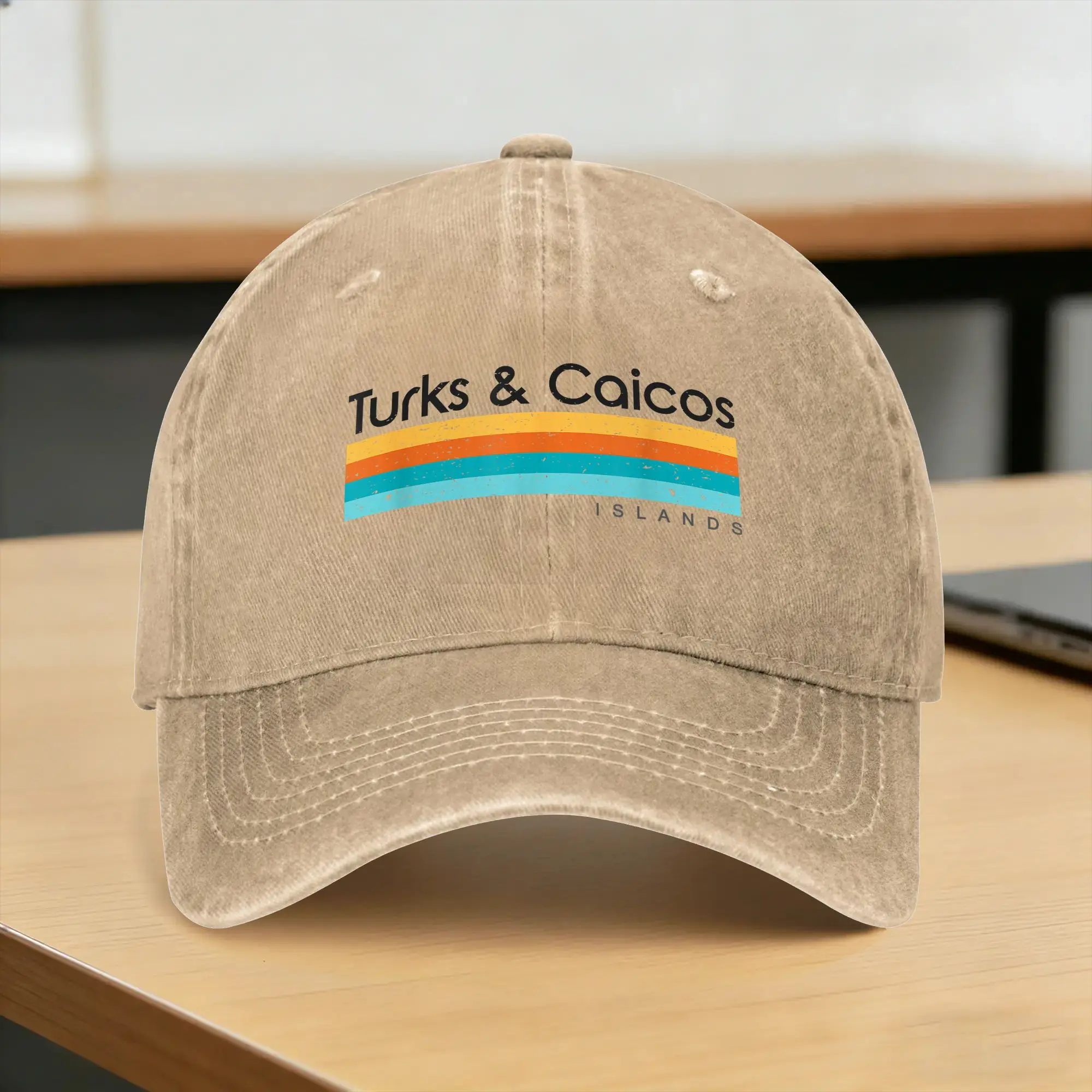 Vintage Turks & Caicos Islands Retro Design Washed Baseball Cap  Fashion Sun Trucker Hat Summer Men Adult Kpop Baseball Caps