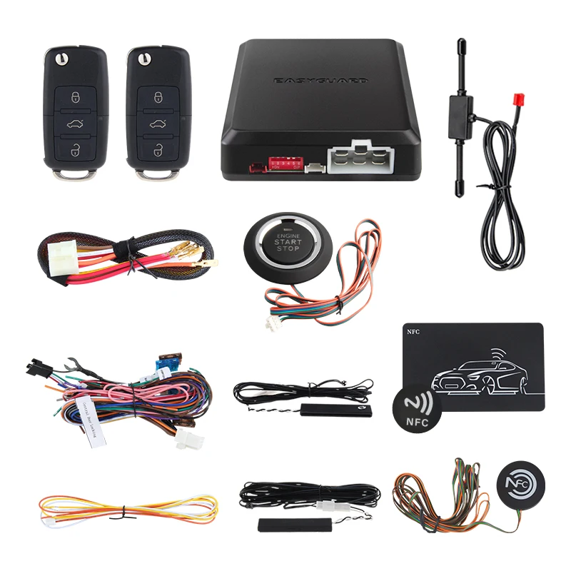Easyguard proximity unlock remote engine start & push button start NFC lock unlock entry smart PKE car alarm  universal version