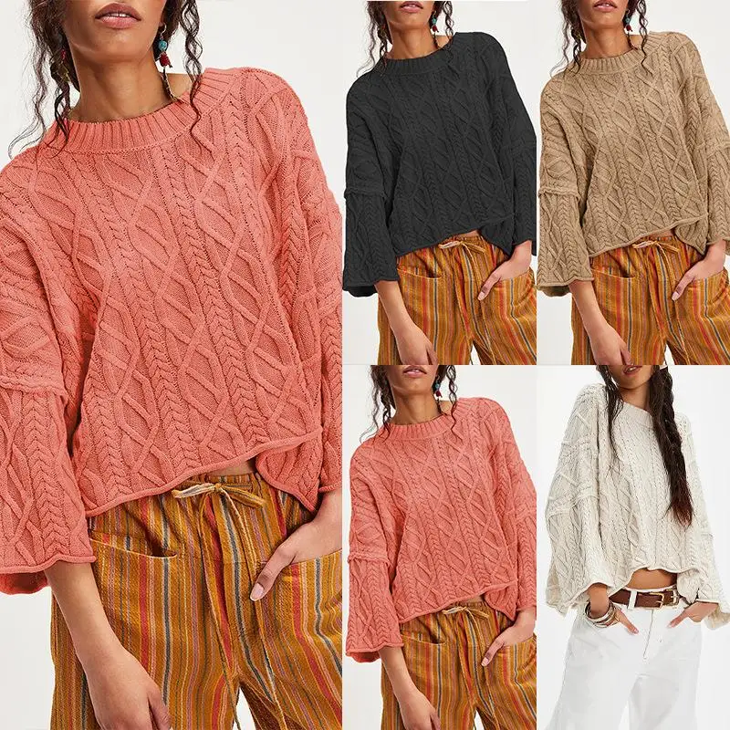 

Свободный вязаный свитер круглый Ne Seven Sve Thiened, осень-зима, новая женская верхняя одежда Faion