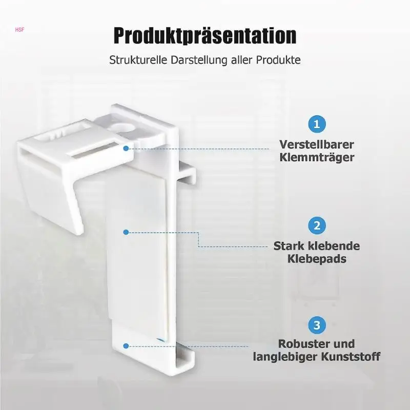 4 Pieces Durable Adhesive Roller Blind Support Brackets Easy to Install Clamp Support Bracket for PVC Window Door