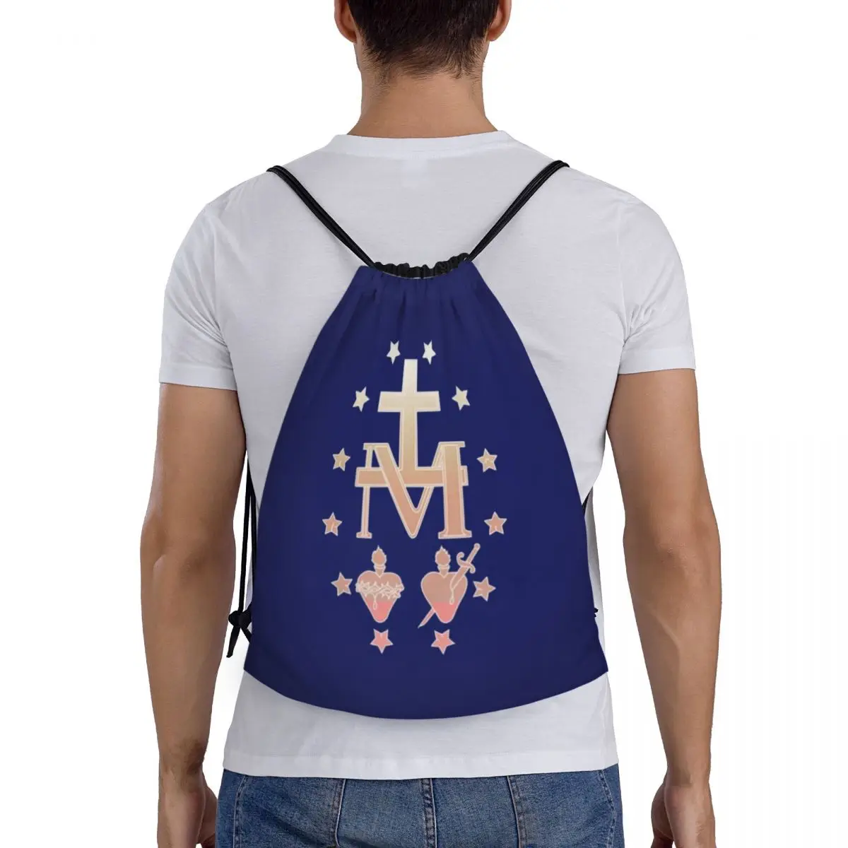 Sacos de Cordão Portátil para Esportes, Medalha Milagrosa, Mochila de Ginásio de Nossa Senhora da Graça, Loja, Homens e Mulheres