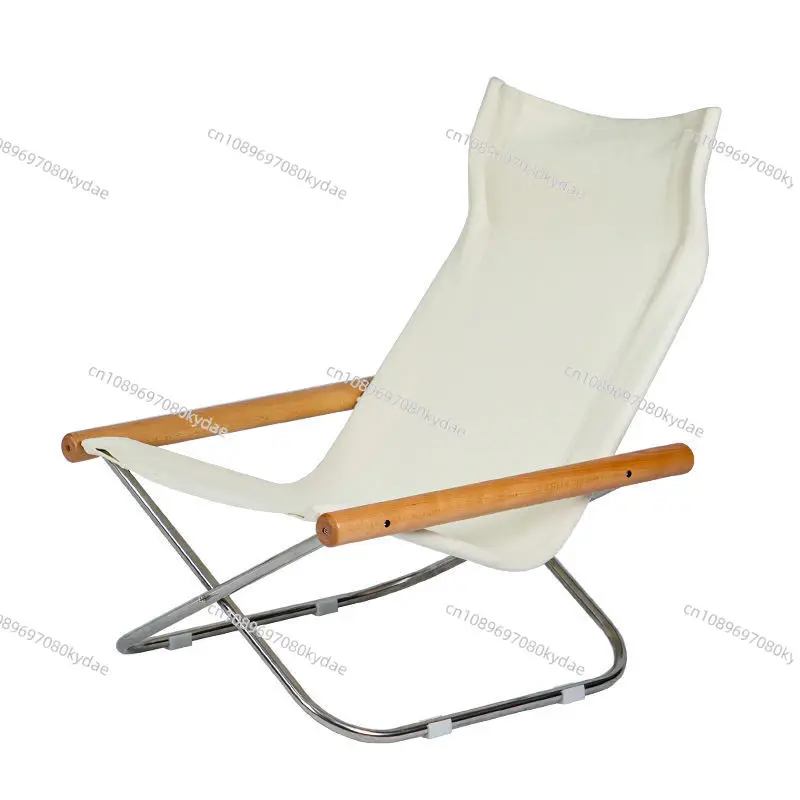 Balcony folding recliner household lazy leisure Japanese lunch break camping free installation folding backrest canvas chair