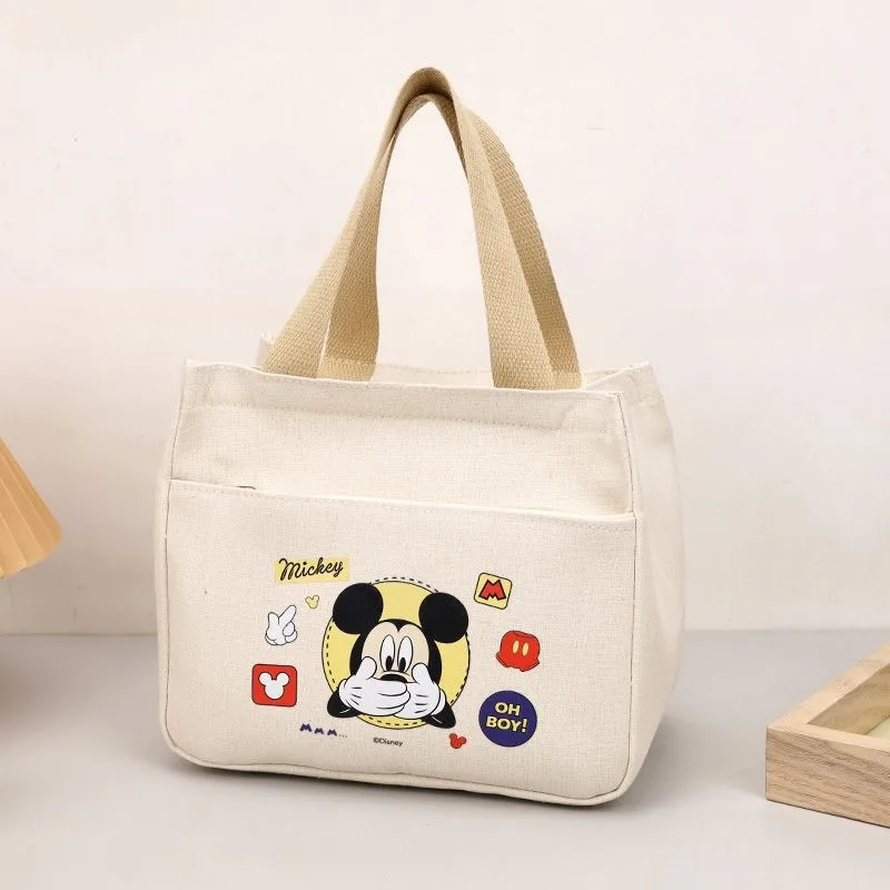 Nueva bolsa de almuerzo de mano portátil de alto valor con estampado de dibujos animados con personalidad creativa periférica de anime de Mickey Mouse de Disney