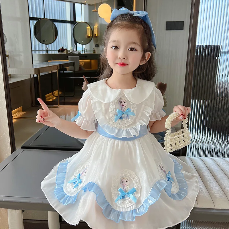 

Summer Girl Frozen Lolita Cartoon Dress Print Dress Afternoon Tea Party Fashionable and Beautiful Princess Dress.