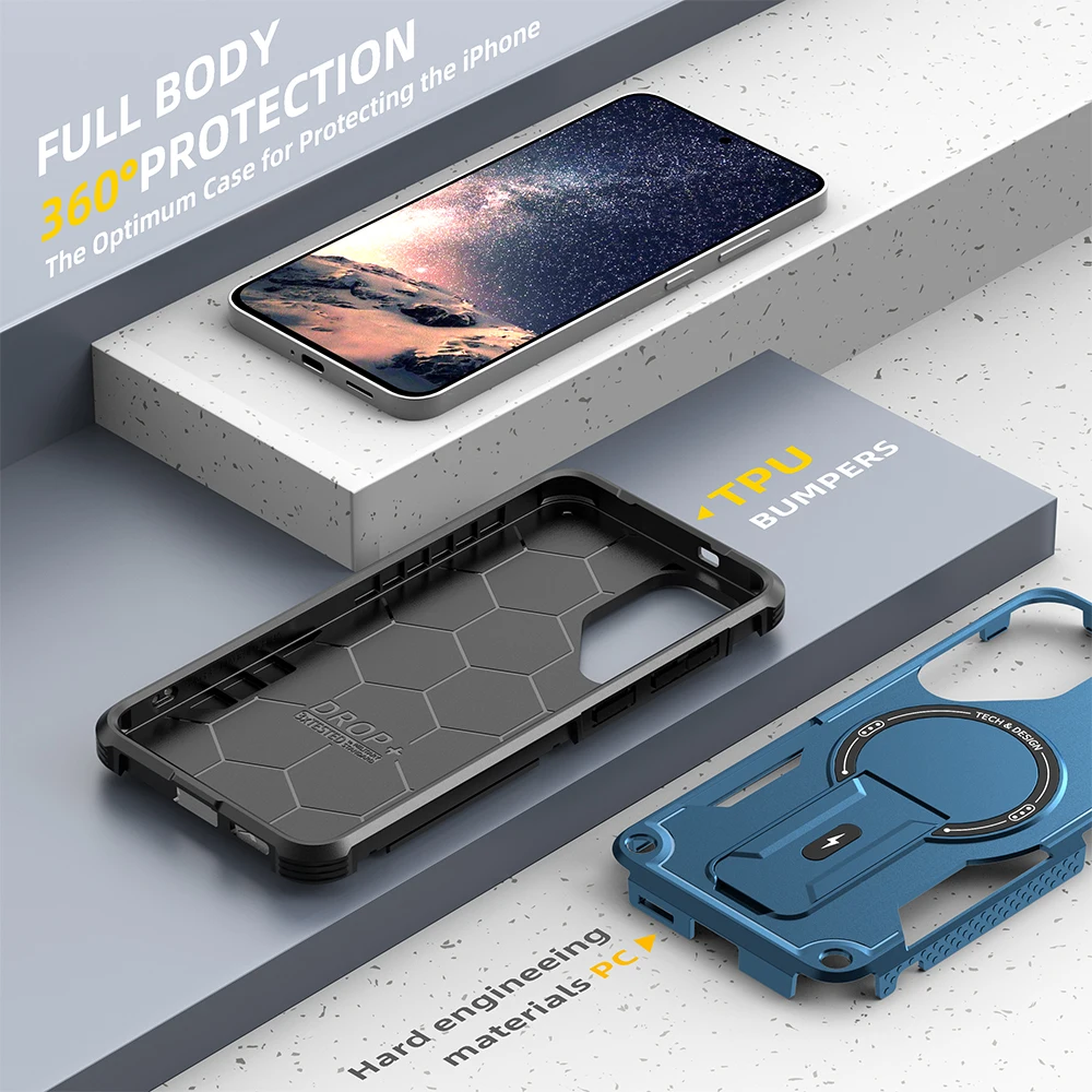 Antislip draadloos opladen case voor Samsung Galaxy S25 FE Edge S24 Ultra Plus A17 A56 A36 A16 A26 A35 A55 A15 A54 A14 telefoon tas